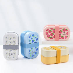 Camuz Japanese-Style Double-Layer Lunch Box, Microwaveable, Special Lunch Box with Sealed Compartments, Cute Lunch Box for Carrying Meals