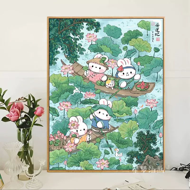 春日巴士数字油画手工diy油彩画填充涂色画高级感手绘丙烯