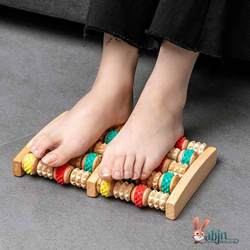 Wooden Six-Row Large Roller-Type Foot Acupoint Massager with Engraving, Hand Massage, Home Foot Massager