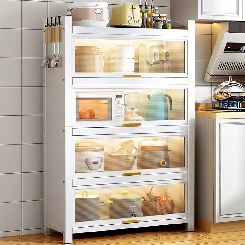 Zuozhi Metal Kitchen Storage Rack with Cabinet - Multi-Layer Microwave ...