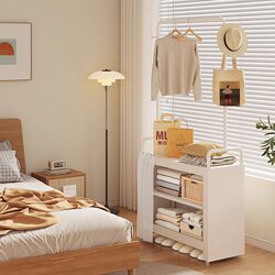 Floor-Standing Clothes Rack for Bedroom, Simple Bedside Coat Rack, Indoor Clothing Storage Cabinet, Movable Clothes Rack