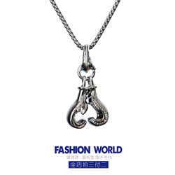 Trendy Jewelry Industry Japanese and Korean Double Boxing Glove Titanium Steel Alloy Pendant Necklace Personalized Men's Boxing Glove Fitness Sports Accessories