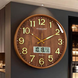 New Chinese-Style Luminous Wall Clock for Living Room, High-End Fashionable Wall-Mounted Clock, No-Drill Nordic Silent Quartz Clock