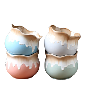 Internet celebrity explosive poly flower pot ceramic pot ceramic pot simple rough pottery cute creative large -caliber group raw green pot
