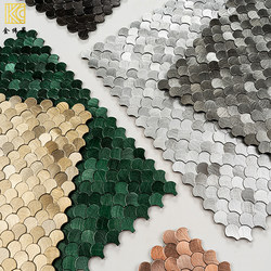 Fan-Shaped Self-Adhesive Metal Mosaic Wall Stickers Fish Scale Tiles Entrance Hall Dining Room Tv Background Wall 3D Stereo Decorative Painting
