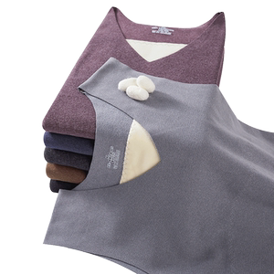 Delong -warm vest men in autumn and winter plus velvet thickened without trace Put on the shoulder cotton vest heating sleeveless T -shirt