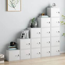 Lockable Small Cabinet, Freely Combinable Grid Cabinet, Storage Cabinet, Simple Floor-Standing Bookcase, Bookshelf, Children's Storage Cabinet