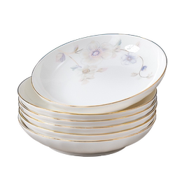 [Light luxury and elegance] Fashionable gold-rimmed ceramic plate set
