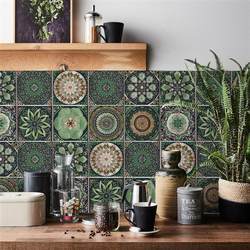 24 Pieces of European-Style Mandala Tile Self-Adhesive Pvc Wall Stickers, Waterproof, Suitable for Kitchen and Bathroom Walls, Cross-Border Tile Stickers