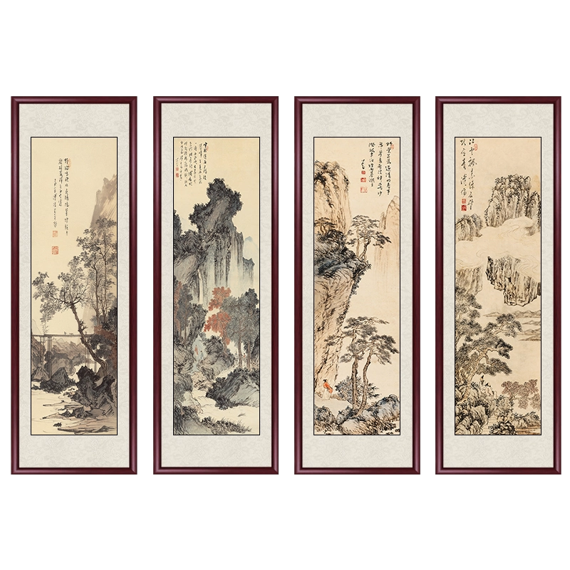 郑板桥竹子水墨画国画名画仿古画入户玄关装饰画客厅挂画中式壁画