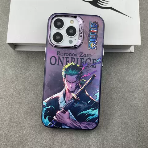 One Piece Anime New Phone Cases Covers Zorro Purple Electroplated iPhone 15, iPhone 14, iPhone 13, iPhone 12,