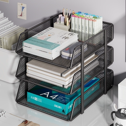 File Storage Rack, Desk Storage Basket, Metal Folder Storage Box, Document Organizer, Office Supplies, Dormitory Book Storage, Multi-Layer Textbook Organizer, A4/A3 Paper Desktop Book Stand Cabinet