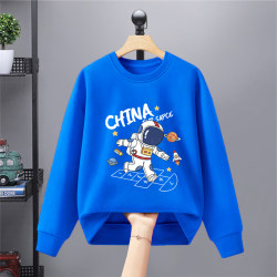 Astronaut-Themed New Boys' Sweatshirt for Autumn, Stylish Spring and Autumn Clothing for Boys, Loose-Fitting Thin Top for Older Children