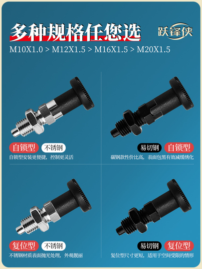 ステンレス鋼スプリングインデックスピン - M10 M12 M16 M20 セルフ