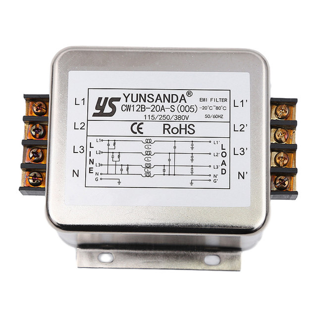 CW12B-S Three-Phase EMI Power Filter 380VAC 50A - Enhanced Anti-Interference, For Industrial & Medical Equipment