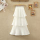 2024 spring and summer new high-waist layered spliced ​​cake skirt design niche mid-length pleated skirt for women
