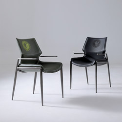 Italian-Style Light Luxury Dining Chair, Designer Home Saddle Leather Lion Chair, Stainless Steel Armchair, Hotel Restaurant Meeting Chair