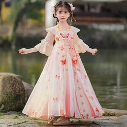 Hanfu Girls' Summer 2026 New Chinese Style Children's Dress, Ancient Style Little Girl Summer Dress, Princess Dress, Tang Suit