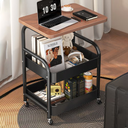 Vintage-Style Mobile Storage Cart, Bedside Table, Living Room Sofa Side Table, Coffee Table, Snack Storage Rack