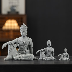 Green Sandstone Chinese-Style Figure of Guanyin Buddha, Rockery Micro-Landscape, Fish Tank, Gardening, Desktop Landscaping Decoration Ornament