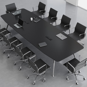 
Modern simple conference table long table simple office light luxury oval black high-end sense reception negotiation table and chair