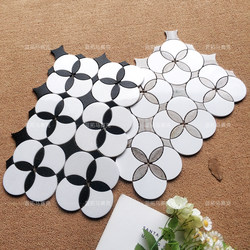 Scandinavian Black and White Special-Shaped Mosaic Marble Floor Tiles for B&B Restaurants and Clubs, Entrance Natural Stone Tiles