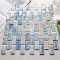 Crystal Glass Hand-Painted Mosaic Wall Stickers Kitchen Bathroom Balcony Swimming Pool Landscape Pool Background Wall Blue Tiles