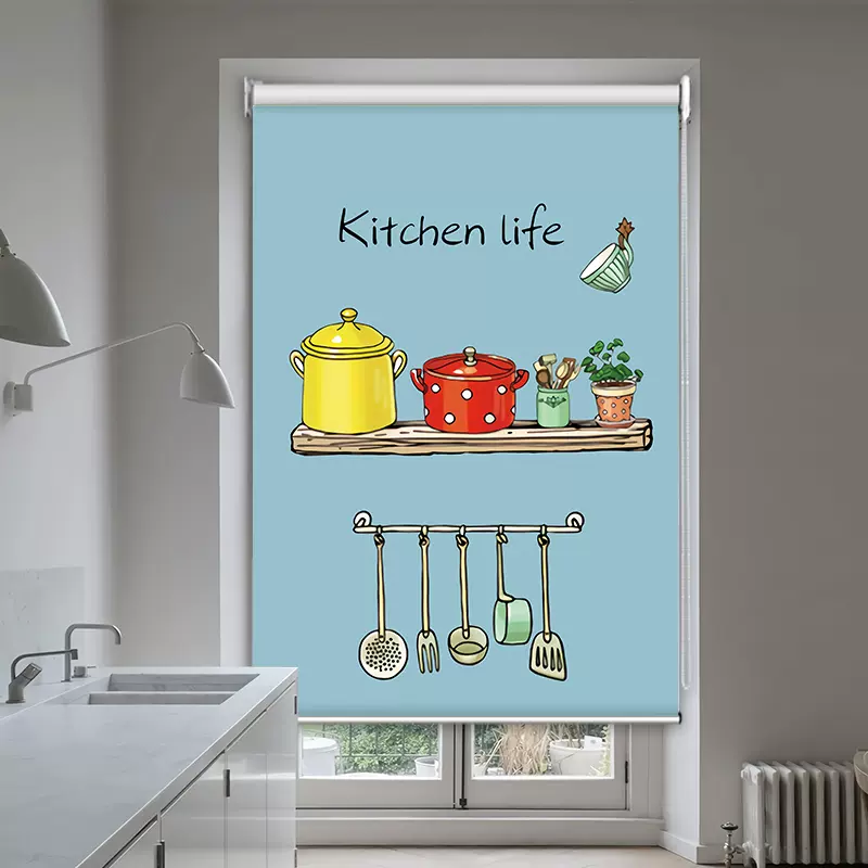 厨房窗帘免打孔安装卫生间浴室遮阳遮光防油水卷拉升降式隔断卷帘