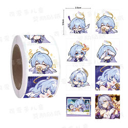 500 Stickers/Roll Anime Card Notification Stickers Toy Decoration Square Adhesive Labels Sealing Stickers