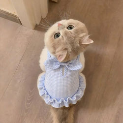 Cat Clothes Summer Dress Thin Breathable Cute Bowknot Strap Dress for Ragdoll British Shorthair Pets and Dogs
