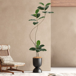 Simulated Green Plant Black Rubber Tree High-End Light Luxury Living Room Decoration Large Floor-Standing Wabi-Sabi Style Artificial Plant