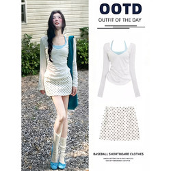 White Polka Dot Skirt for Women 2026 New Summer A-Line Skirt Bodycon Short Skirt Early Spring Miu Style Outfit Set