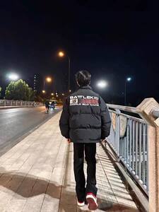 Net red the same American leisure niche flag printing cotton clothes cotton clothing men's and women's thick external collar collar clothing tide