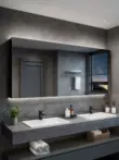 Tủ gương phòng tắm treo tường Tủ gương thông minh có đèn Tủ gương phòng tắm không gian riêng biệt Tủ gương nhôm hộp đựng gương