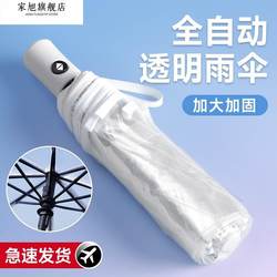 Transparent Umbrella, Foldable, Suitable for Taking Photos, Instagram-Worthy, High Aesthetic Appeal, for Women, Double Reinforced, Large, Portable, Fully Automatic, White, Long Handle