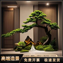 Simulated Welcoming Pine, Large Artificial Tree, Pine Tree, Simulated Green Plant, High-End Light Luxury Indoor and Outdoor Landscape Plant Decoration