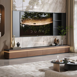 Medieval-Style High Floor-Standing Tv Cabinet for Living Room 2026 New Model Light Luxury High-End Home Solid Wood Floor Cabinet with Ambient Lighting