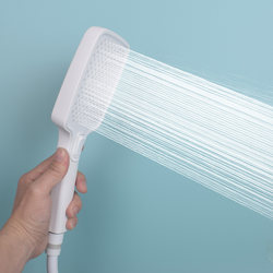 Cream White Pressurized Shower Head Set with Large Water Outlet for Bathing and Showering