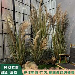 Artificial Natural-Looking Tall Reed Grass Nordic Style Floor-Standing Green Plant for Mall Store Window Decoration and Landscaping Ornament