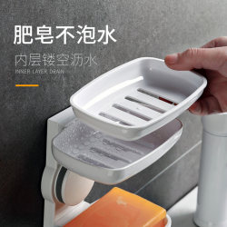 Fat cover rack box suction cup wall-mounted punch-free drain soap rack simple bathroom soap storage rack soap holder