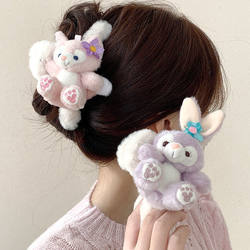 Cute Cartoon Stellalou Large Plush Hair Clip for Women, Autumn and Winter Fluffy Hair Clip, Shark Clip for Thick Hair