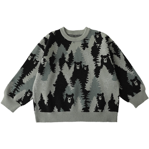 
oddtails children's sweater thin boys autumn clothes baby panda jacquard pullover knit sweater warm in winter