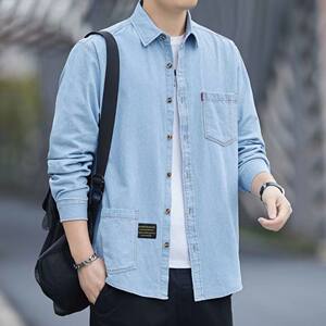 High-end free-iron loose long-sleeved work shirt men's jacket spring and autumn casual shirt men's trendy tops
