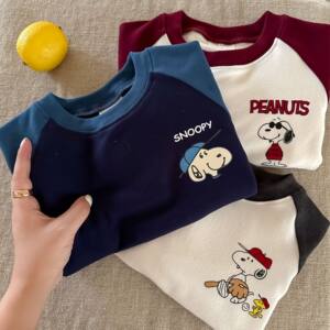 
Pure cotton raglan sleeve children's long-sleeved T-shirt Autumn new boys' tops baby round neck cartoon cute half-sleeved trendy