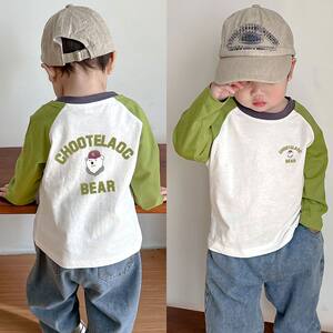 
Pure cotton children's long-sleeved T-shirt 2025 spring and autumn clothing small and medium-sized children's clothing new style of boys and girls letter printing base shirt t