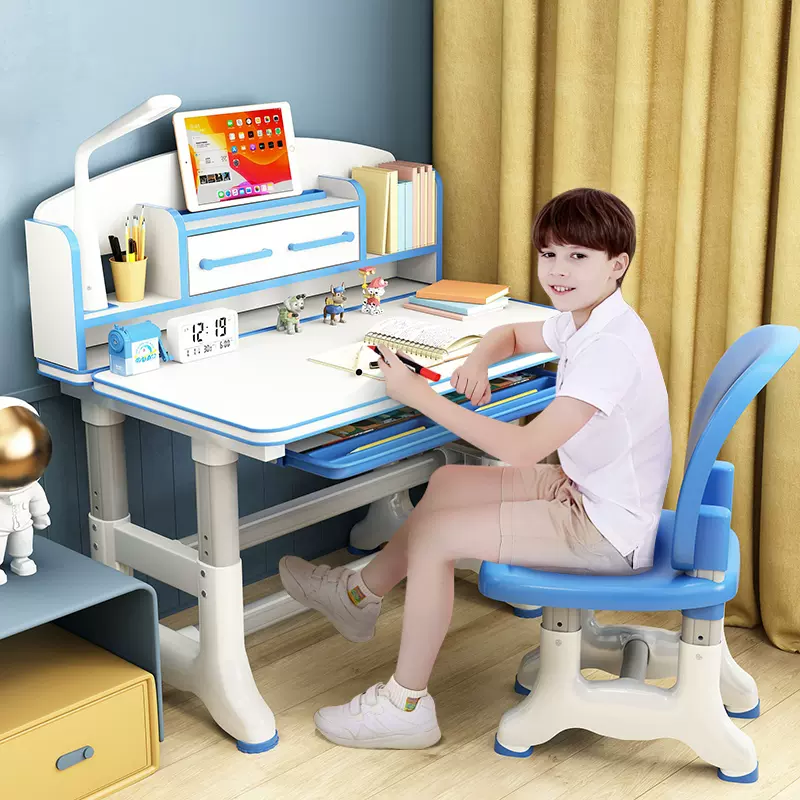 小学生写字桌儿童书桌课桌椅男可升降小孩学习桌家用作业台椅套装 Taobao