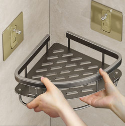 Bathroom rack space aluminum triangular plate bathroom toilet corner wall-mounted storage rack no punching rack