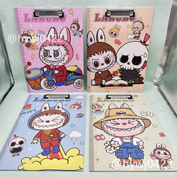 Labubu Clipboard A4 File Folder, Writing Pad for Elementary School Students, Thick Paper, Two-Dimensional Cartoon, Cute, Elementary School Student Test Paper Storage Folder, Fixed Multi-Functional Office Supplies.