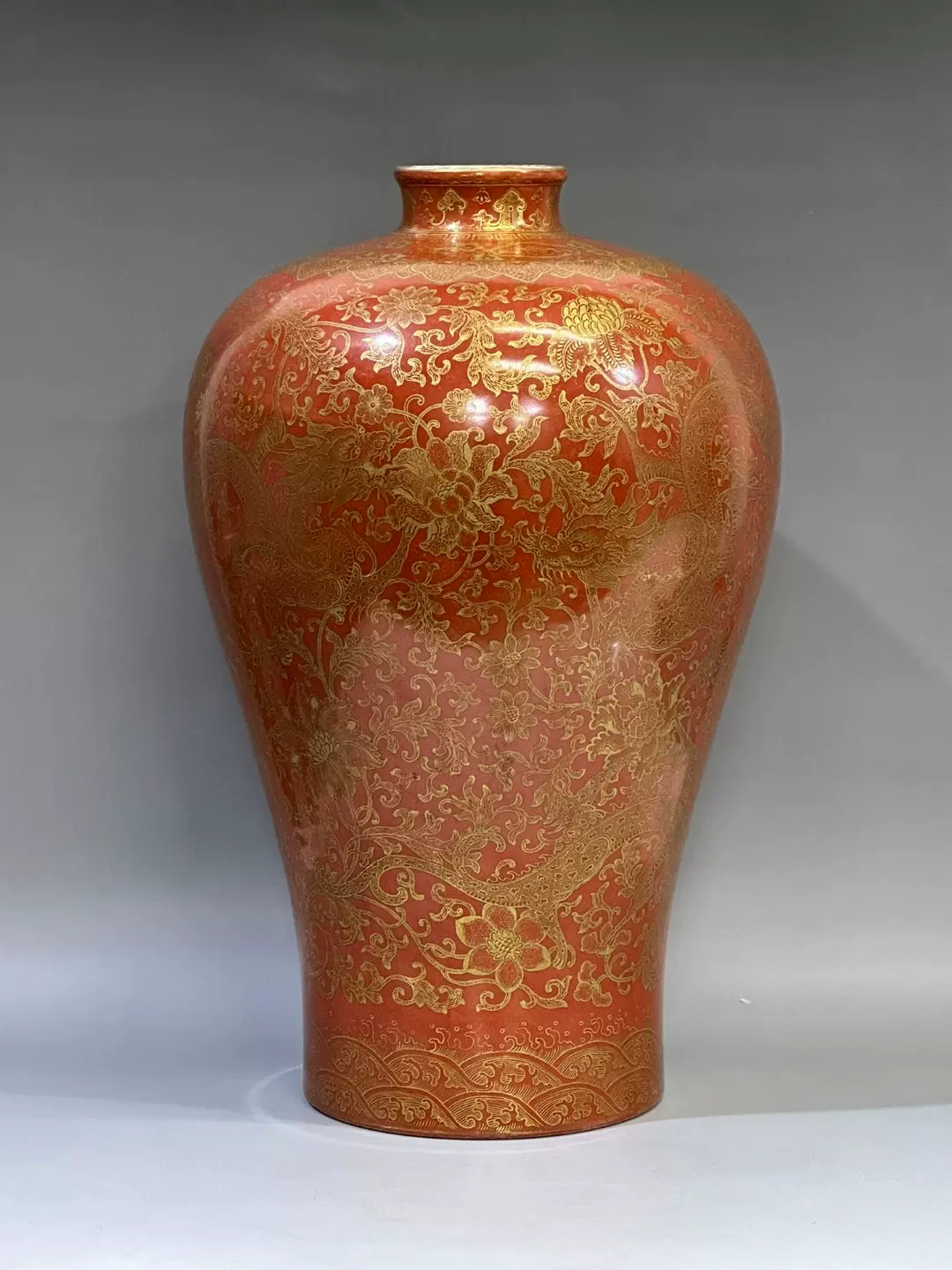 赤字超特価，大得価 【寧】 中国美術 時代 辰砂 赤釉 花瓶 花生 花器