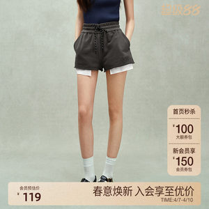 
ochirly casual straight shorts women's drawstring sports design slimming 2025 spring new product